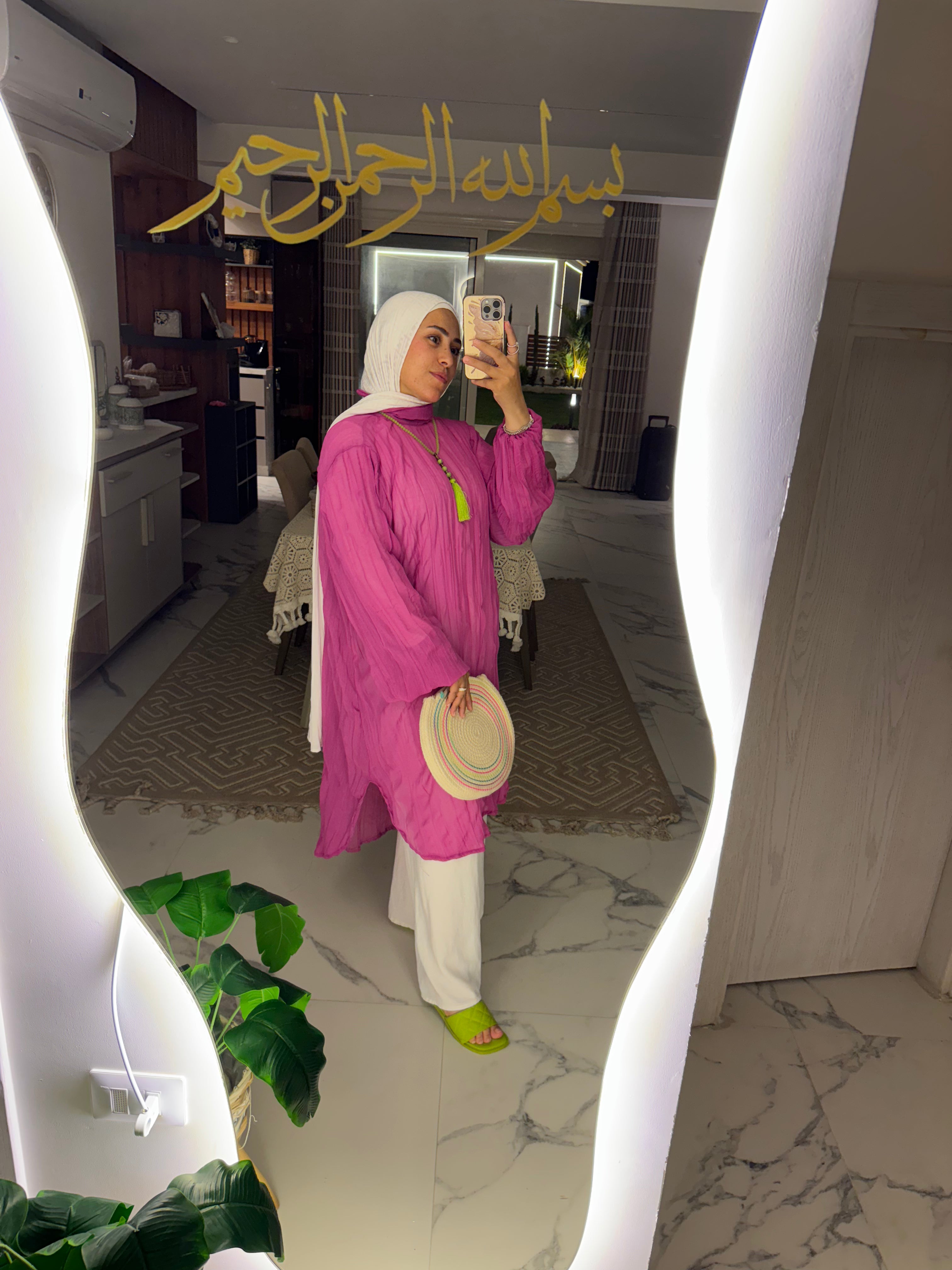 CRINCLKED CHIFFON BLOUSE IN PINK