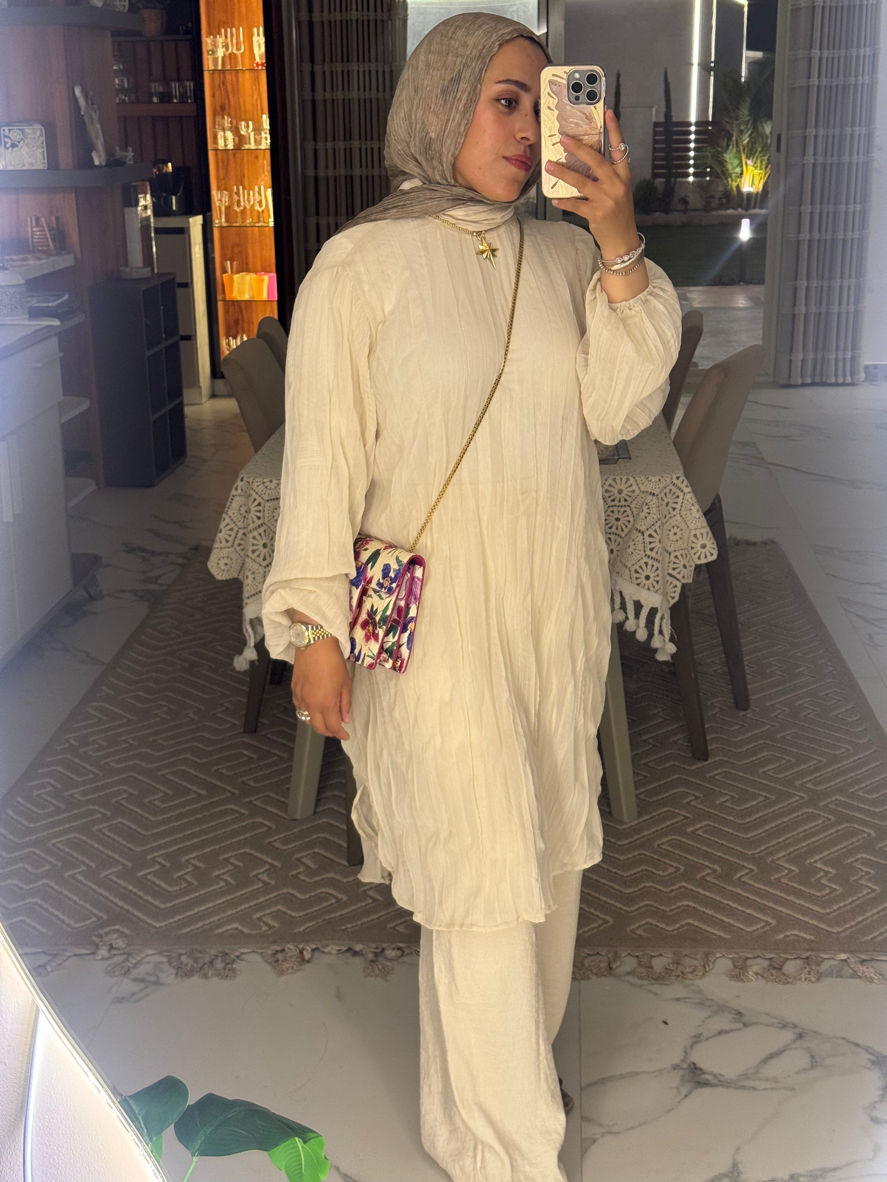 CRINKLED  CHIFFON BLOUSE IN OFFWHITE